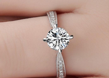 2Ct Round Cut Diamond Milgrain Solitaire with Accents Ring 14K White Gold Finish