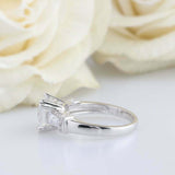 2ct Asscher Cut Diamond Tapered Baguette Accent Ring Trilogy 14k White Gold Over