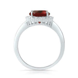 2.3ct Round Cut Red Garnet Engagement Ring Halo Solitaire 14k White Gold Finish