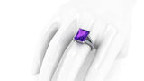 2ct Radiant Cut Purple Amethyst Engagement Ring Split Shank 14k WhiteGold Finish