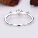 0.3ct Round Cut Blue Sapphire Engagement Ring Floral Diamond 14k White Gold Over