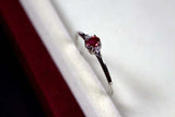 0.2ct Engagement Ring Oval Cut Pink Ruby Dainty Minimalist 14k White Gold Finish