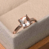1.2ct Engagement Ring Cushion Cut Peach Morganite Solitaire 14k Rose Gold Finish