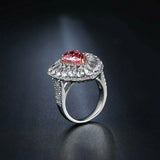 4ct Pear Cut Pink Sapphire Halo Cocktail Engagement Ring 14k White Gold Finish