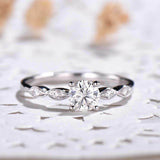 0.7ct Engagement Ring Round Cut Diamond Five Stone Design 14k White Gold Finish