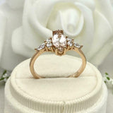 1ct Engagement Ring Marquise Cut Morganite Diamond Petite 14k Yellow Gold Finish
