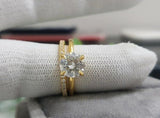 2.1ct Round Cut Moissanite Half Eternity Band Bridal Set 14k Yellow Gold Plated