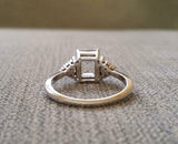 2ct Emerald Cut Diamond Engagement Ring Petite Round Accent 14k WhiteGold Finish