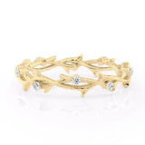 0.1ct Round Cut Moissanite Twig Half Eternity Wedding Band 14k YellowGold Plated