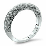 3ct Round Cut Diamond Vintage Wedding Band Ring Women 14K White Gold Finish