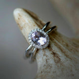 2.5ct Oval Cut Peach Morganite Engagement Ring 14k White Gold Finish Split Shank