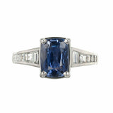 2.2ct Cushion Blue Sapphire Engagement Ring Accent Solitaire 14k White Gold Over