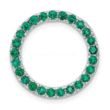 1ct Round Cut Simulated Green Emerald Hollow Disc Pendant 14k White Gold Plated