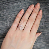 2.5ct Oval Simulated Morganite Halo Half Eternity Bridal Set 14k RoseGold Plated