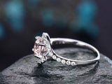 1.9ct Round Cut Peach Morganite Swirl Style Engagement Ring 14K White Gold Over