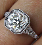 4Ct Round Cut Diamond Antique Vintage Engagement Ring 14K White Gold Finish
