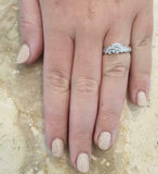 2ct Round Cut Diamond Floral Leaf Solitaire with Accent Ring 14k White Gold Over