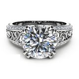 2ct Round Cut Diamond Engagement Ring 14k White Gold Over Filigree Vintage Style