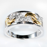 1.5ct Round Cut Diamond Engagement Ring 14k Dual Tone Finish Crescent Design