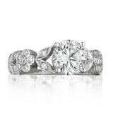 2.5ct Round Cut Diamond Engagement Ring Floral Leaf Inspired 14k White Gold Over