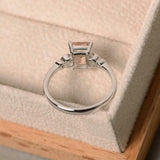 1.5ct Engagement Ring Emerald Cut Peach Morganite Solitaire 14k WhiteGold Finish