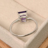 2.3ct Engagement Ring Asscher Cut Purple Amethyst Solitaire 14k WhiteGold Finish