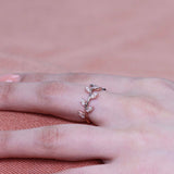 Leaf Design Engagement Ring 1.2ct Round Cut VVS1D Diamond 14k Rose Gold Finish