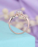 1.2ct Round Cut Diamond Engagement Ring Art Deco Milgrain 14k Rose Gold Finish