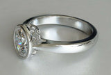 1ct Oval Cut Diamond Engagement Ring Bezel Set Solitaire 14k White Gold Finish
