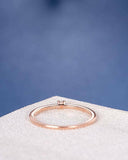 0.2ct Round Diamond Engagement Ring Dainty Minimalist Women 14k Rose Gold Finish