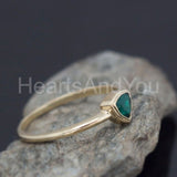 0.2ct Trillion Cut Simulated Green Emerald Solitaire Ring 14k Yellow Gold Plated