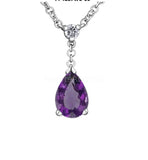 1ct Pear Cut Simulated Purple Amethyst Tear Drop Pendant 14k White Gold Plated