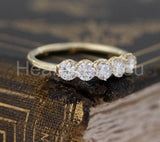 0.5ct Round Cut Moissanite Five Stone Engagement Ring 14k Yellow Gold Plated