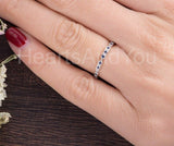 0.3ct Round Cut Simulated Sapphire Stacking Wedding Band 14k White Gold Plated