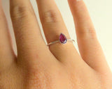 0.5ct Engagement Ring Pear Pink Ruby Solitaire Minimalist 14k White Gold Finish
