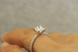 3.5Ct Princess Cut Diamond Engagement Ring 14K White Gold Finish Round Accents