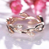 1ct Round Cut VVS1 Diamond Engagement Ring Leaf Branch Vine 14k Rose Gold Finish