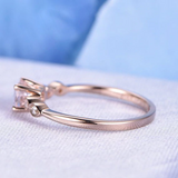 0.6ct Round Cut Peach Morganite Engagement Ring Five Stone 14k Rose Gold Finish