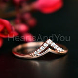0.15ct Round Cut Moissanite Crown Curved Engagement Ring 14K White Gold Plated