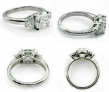 4.5ct Cushion Cut Trilogy Engagement Ring 14K White Gold Over Trapezoid Accents
