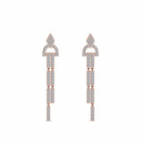 2ct Round Cut VVS1 Diamond Vertical Bar Drop Earrings Women 14k Rose Gold Finish