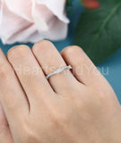 0.4ct Round Cut Moissanite Milgrain Women Wedding Band 14k White Gold Plated