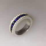2ct Princess Cut Blue Sapphire Eternity Wedding Band Ring 14k White Gold Finish