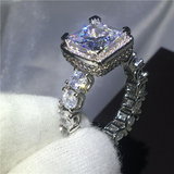 5Ct Princess Diamond Iced Gatsby Cocktail Engagement Ring 18K White Gold Finish