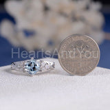 2.3ct Cushion Cut Simulated Blue Aquamarine Infinity Ring 14k White Gold Plated