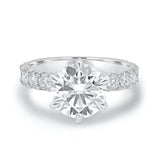 2.1ct Round Cut Moissanite Pave Accents Engagement Ring 14k White Gold Plated