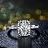 1.8ct Oval Cut Diamond Round Accents Halo Engagement Ring 14k White Gold Finish