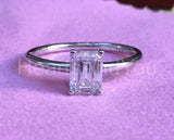 0.5ct Emerald Simulated Diamond Solitaire Engagement Ring 14k White Gold Plated