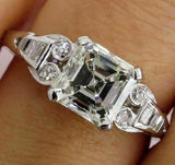 2.5ct Asscher Cut VVS1/D Diamond Vintage Engagement Ring 14K White Gold Finish