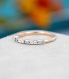 0.5ct Baguette Cut Simulated Aquamarine Half Eternity Band 14k YellowGold Plated